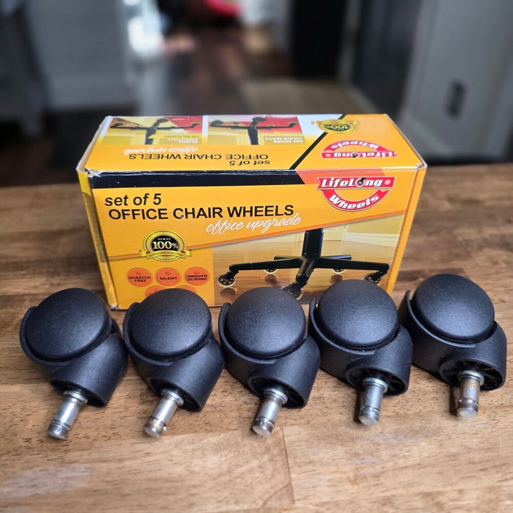 LifeLong Office Chair‎ Wheels Set of 5 Silent Smooth Rolling Universal Casters